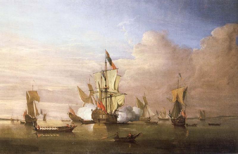 Monamy, Peter The Royal yacht Peregrine arriving in the Thames estuary with King George i aboard in September 1714 Germany oil painting art